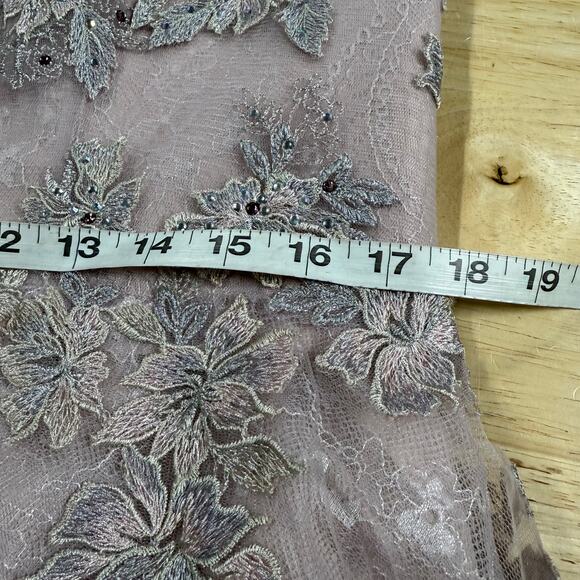 Mac Duggal NWT Sheer Neckline Illusion Sleeve Midi Dress Embroidered Size 14 - Picture 7 of 8